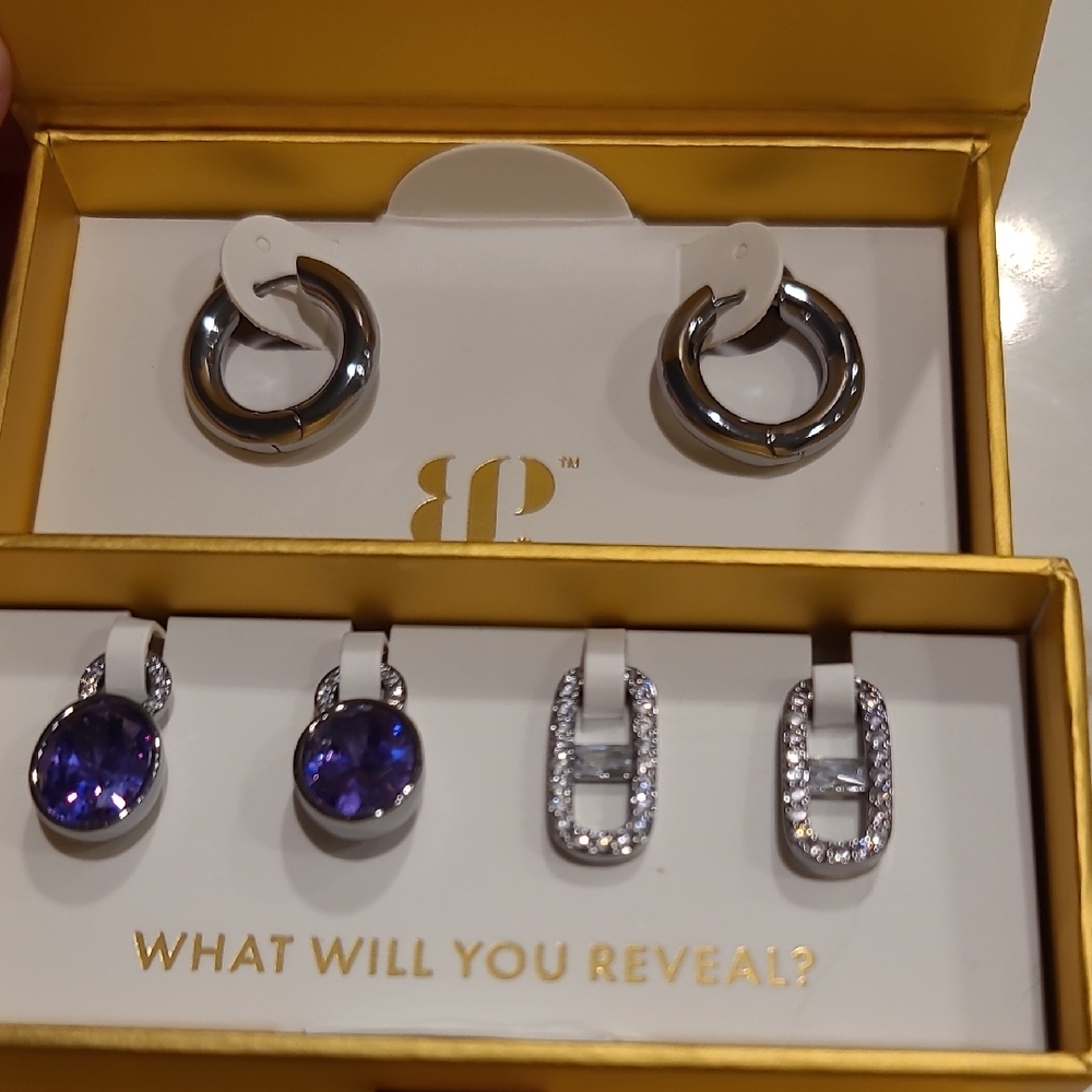 Bomb Party Charming Hoops On Hematite With Purple